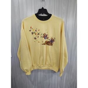 Vintage Jerzees Teddy Bear Fall Sweatshirt Pullover Size XL Yellow Harvest...